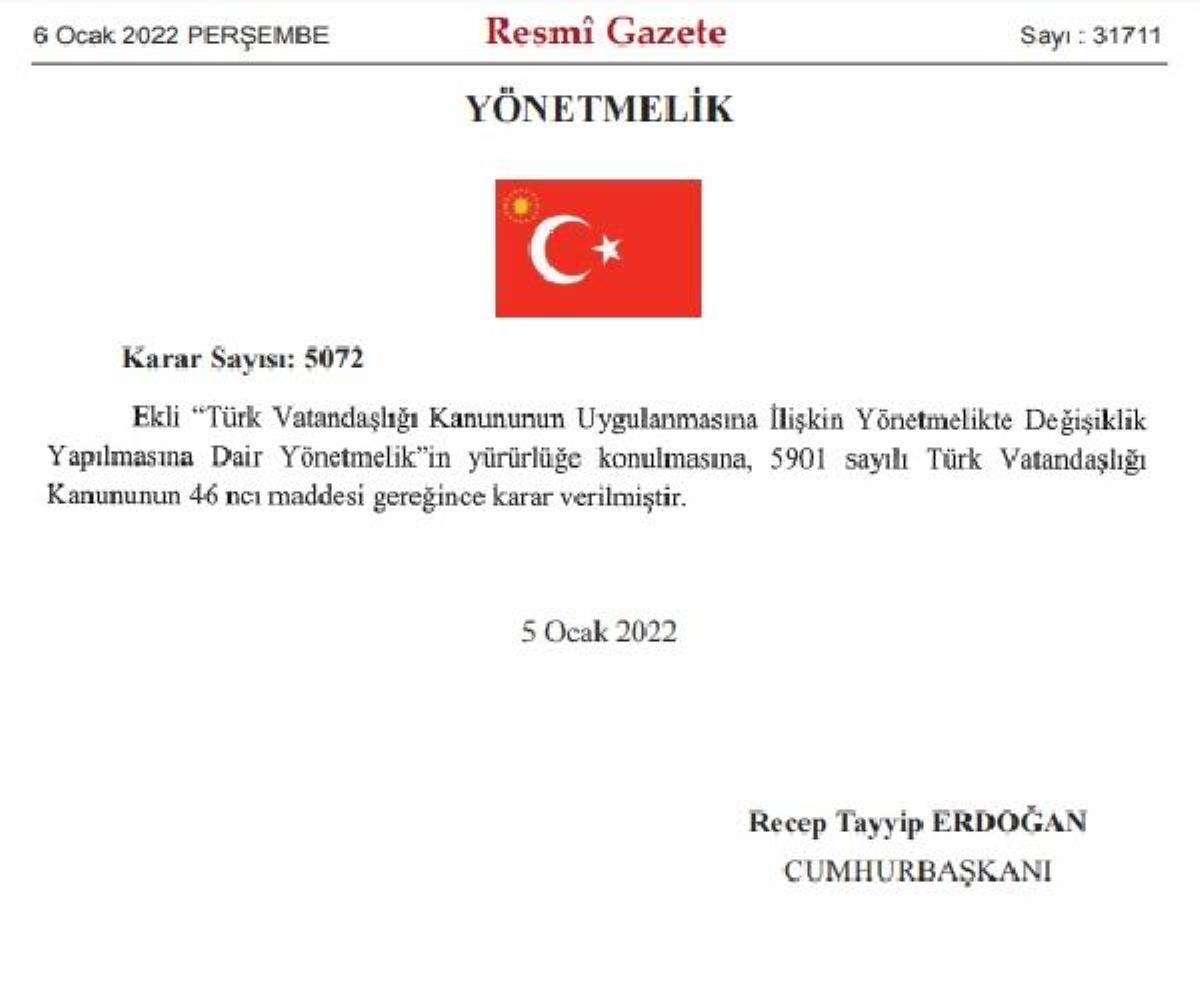 Türk vatandaşlığına kabul şartlarında yapılan değişiklik Resmi Gazete’de