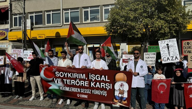 Edirne ve Kırklareli’nde İsrail’in Gazze’ye yönelik saldırıları protesto edildi