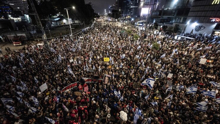 İsrailliler esir takası anlaşması ve Netanyahu’nun istifası için yine sokaklara indi