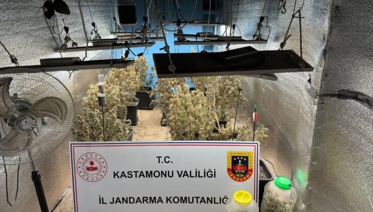 Kastamonu’da çiftlik evlerinde iklimlendirme sistemiyle uyuşturucu üreten 4 zanlı yakalandı