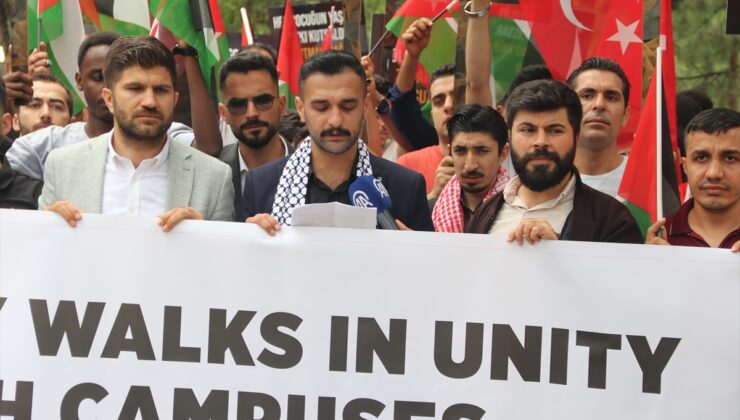 Diyarbakır’da üniversite öğrencileri ABD’deki Filistin eylemlerine destek verdi