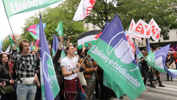 GÜNCELLEME – Paris’te 1 Mayıs gösterisinde polis eylemcilere copla müdahale etti