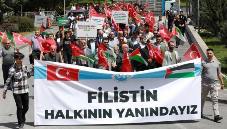 Kayseri Üniversitesinde Filistin’e destek yürüyüşü yapıldı
