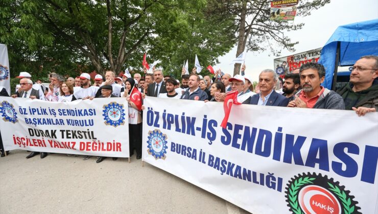 Öz İplik İş Sendikasının yöneticileri Bursa’da eylem yapan işçileri ziyaret etti