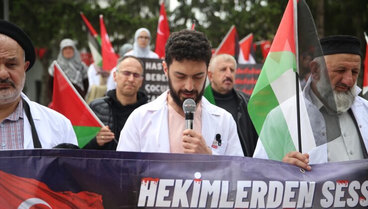 Sakarya’da hekimler ve sağlık çalışanları İsrail’in saldırılarını “sessiz yürüyüş”le kınadı