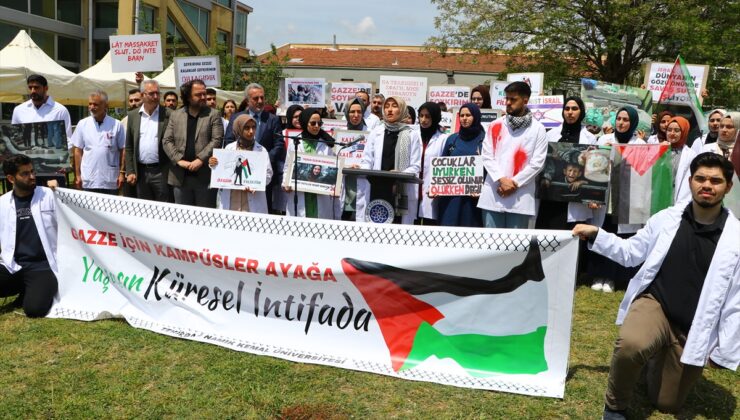 Tekirdağ’da tıp öğrencileri ve doktorlar İsrail’in Gazze’ye saldırılarını protesto etti