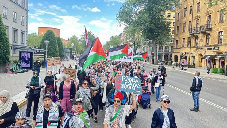 İsveç’te İsrail Büyükelçiliği önünde Filistin’e destek gösterisi düzenlendi