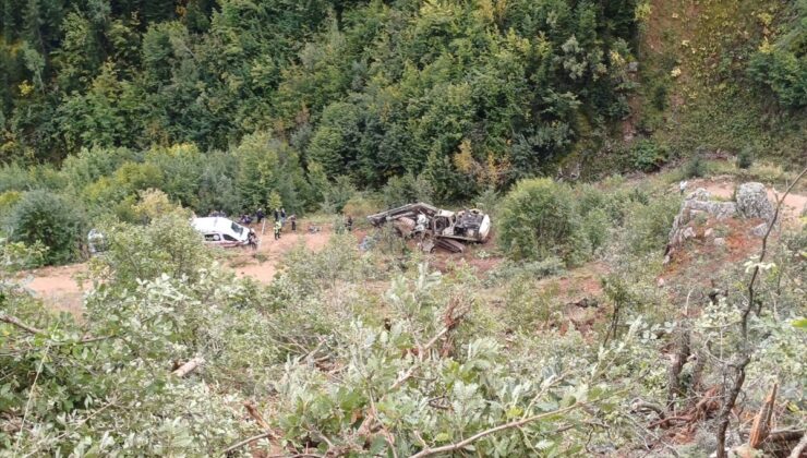 Artvin’de iş makinesi taşıyan kamyonun uçuruma devrildiği kazada 2 kişi öldü