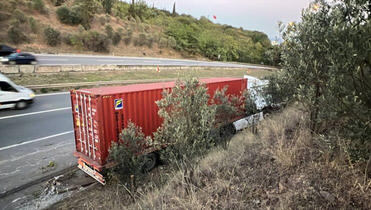 Kocaeli'de yoldan çıkan tırın sürücüsü yaralandı