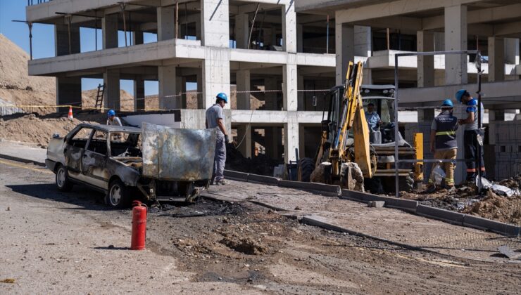 Ankara’da inşaat sahasında alev alan doğal gaz kaçağı söndürüldü