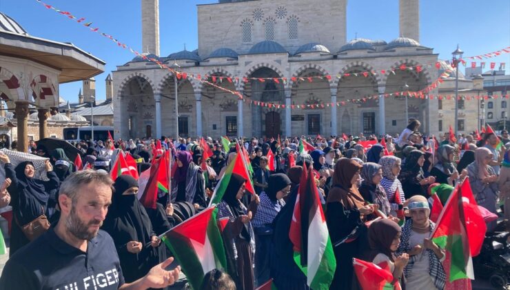 Konya’da İsrail’in Filistin ve Lübnan’a yönelik saldırıları protesto edildi