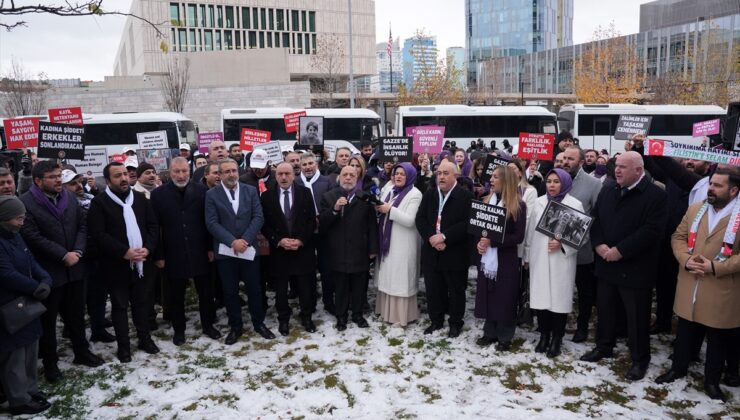 HAK-İŞ kadına yönelik şiddeti ABD’nin Ankara Büyükelçiliği önünde protesto etti