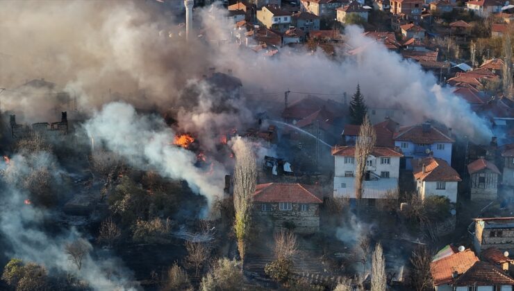 Kütahya’da köyde çöplükte çıkan yangın evlere sıçradı